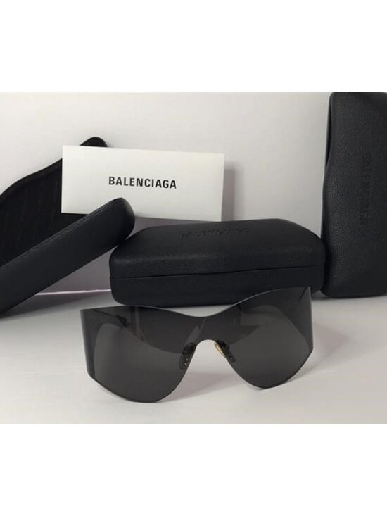 New - Balenciaga BB0122s 004 Women\'s Black Mask Round Sunglasses main image 8